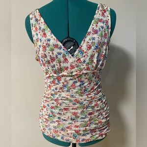 DIANE VON FURSTENBERG Maternity Silk Floral Surplice Top